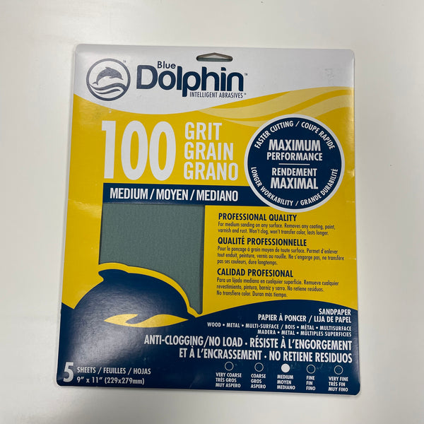 Blue Dolphin Intelligent Abrasives - 5 sheets 9"x11" - 100 Grit