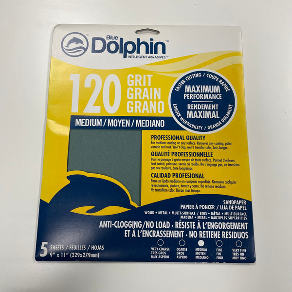 Blue Dolphin Intelligent Abrasives - 5 sheets 9"x11" - 120 Grit
